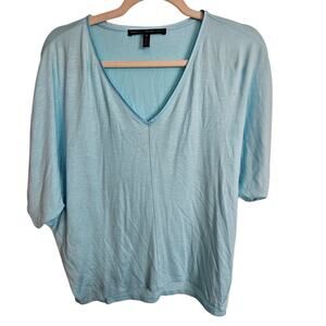 White House Black Market Top V Neck Top Women XS Blue Dolman Sleeve Top Casual